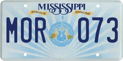 MS license plate MOR073
