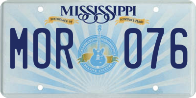 MS license plate MOR076