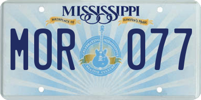 MS license plate MOR077