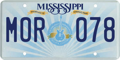 MS license plate MOR078