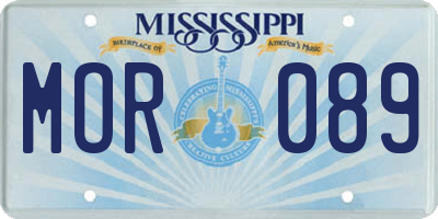 MS license plate MOR089