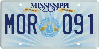 MS license plate MOR091