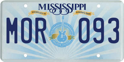 MS license plate MOR093