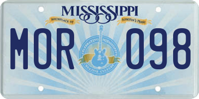 MS license plate MOR098