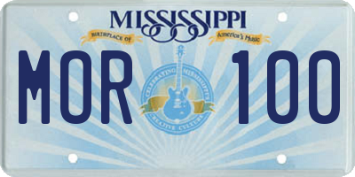 MS license plate MOR100