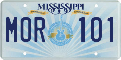 MS license plate MOR101