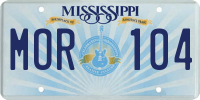 MS license plate MOR104