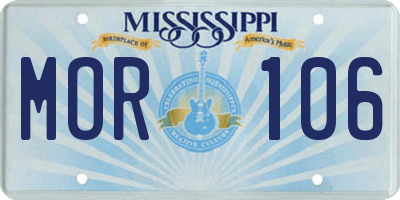 MS license plate MOR106