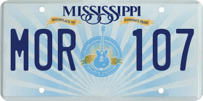 MS license plate MOR107