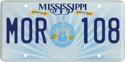 MS license plate MOR108