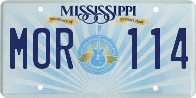 MS license plate MOR114