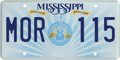 MS license plate MOR115