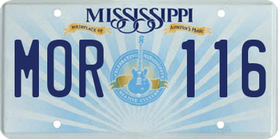MS license plate MOR116