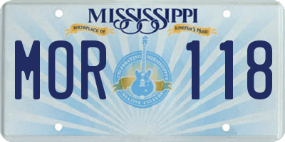 MS license plate MOR118