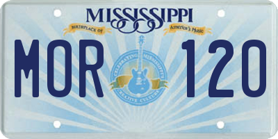 MS license plate MOR120