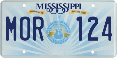 MS license plate MOR124