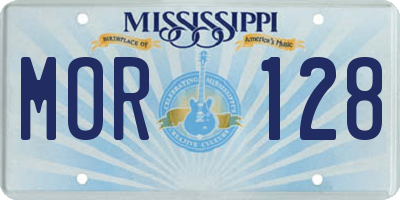 MS license plate MOR128