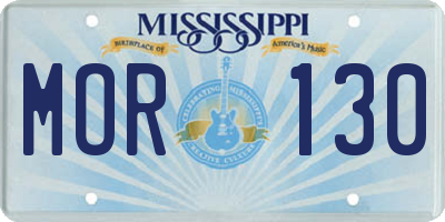 MS license plate MOR130