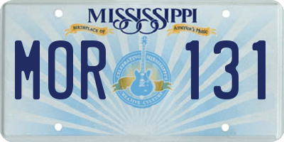 MS license plate MOR131