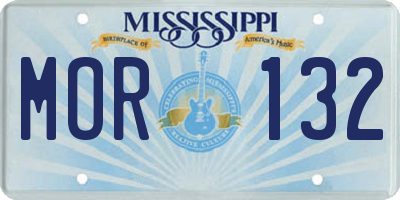 MS license plate MOR132
