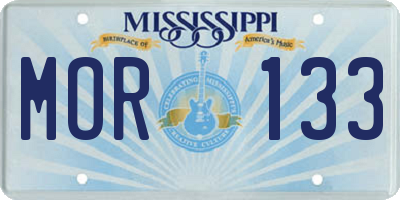 MS license plate MOR133