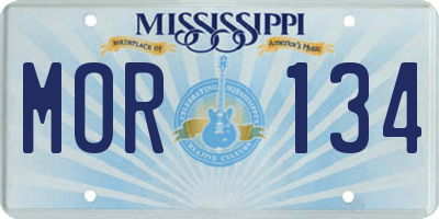 MS license plate MOR134