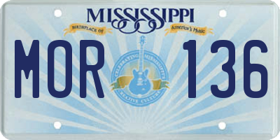 MS license plate MOR136