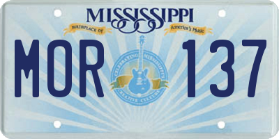 MS license plate MOR137