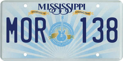MS license plate MOR138