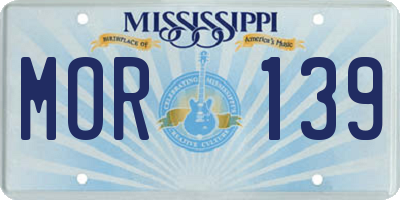 MS license plate MOR139