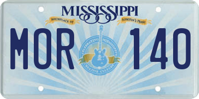MS license plate MOR140