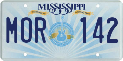 MS license plate MOR142
