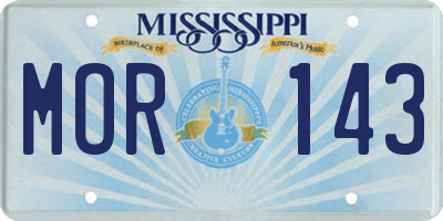 MS license plate MOR143