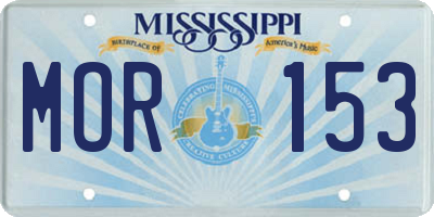 MS license plate MOR153