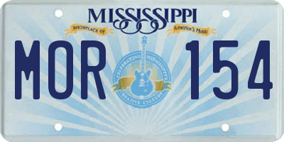 MS license plate MOR154