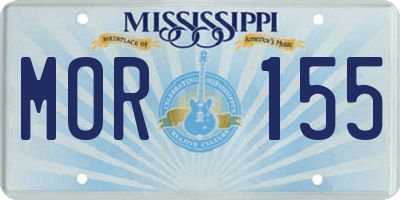 MS license plate MOR155