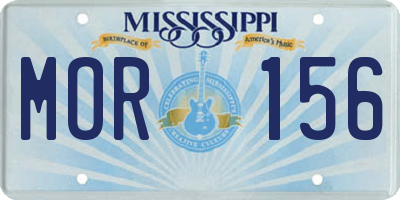 MS license plate MOR156