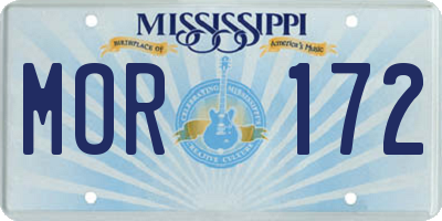 MS license plate MOR172