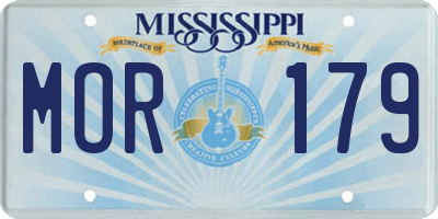 MS license plate MOR179
