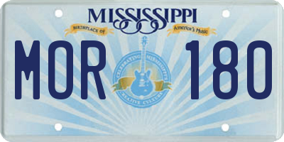 MS license plate MOR180