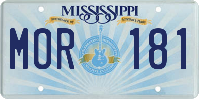 MS license plate MOR181