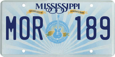 MS license plate MOR189