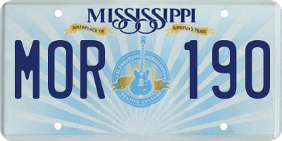 MS license plate MOR190