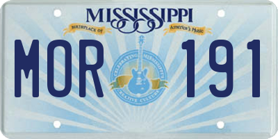 MS license plate MOR191