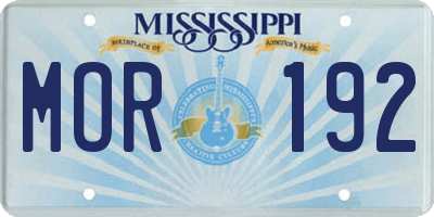 MS license plate MOR192
