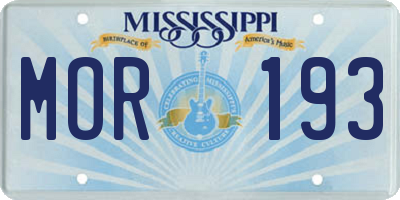 MS license plate MOR193