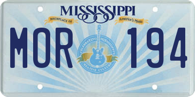 MS license plate MOR194