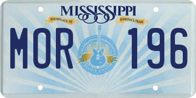 MS license plate MOR196