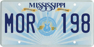 MS license plate MOR198