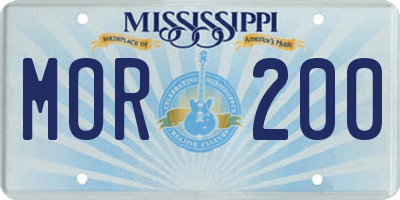 MS license plate MOR200